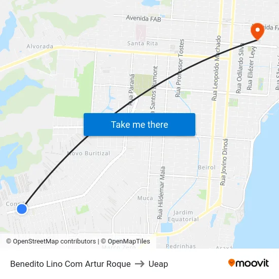 Benedito Lino Com Artur Roque to Ueap map