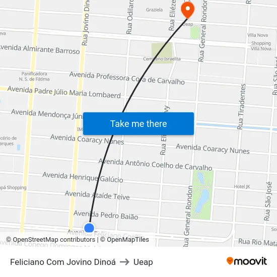 Feliciano Com Jovino Dinoá to Ueap map