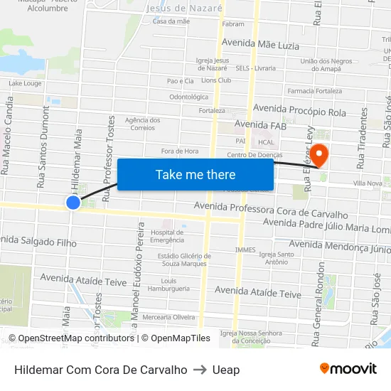 Hildemar Com Cora De Carvalho to Ueap map