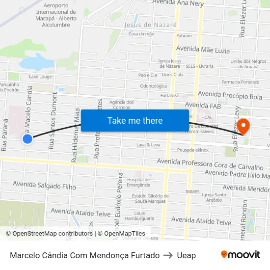 Marcelo Cândia Com Mendonça Furtado to Ueap map