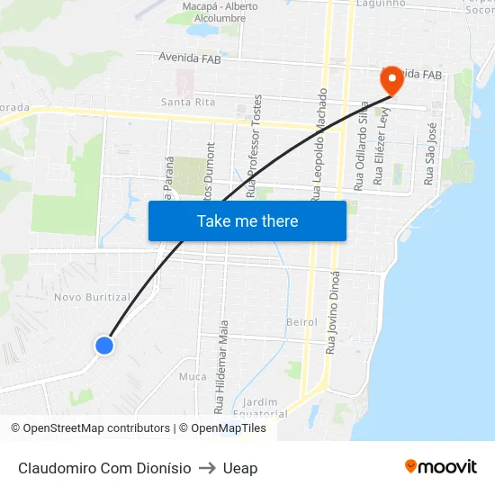 Claudomiro Com Dionísio to Ueap map