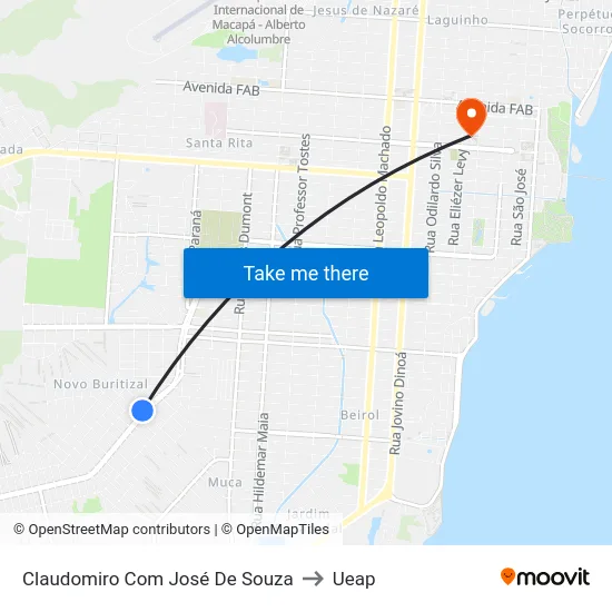 Claudomiro Com José De Souza to Ueap map
