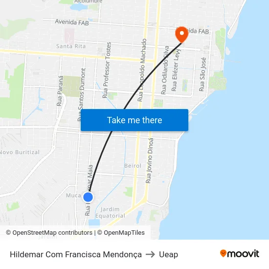 Hildemar Com Francisca Mendonça to Ueap map
