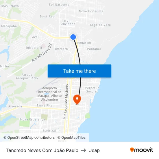 Tancredo Neves Com João Paulo to Ueap map