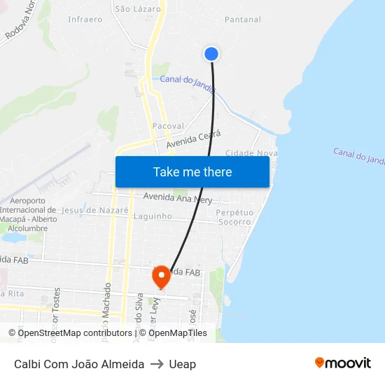 Calbi Com João Almeida to Ueap map