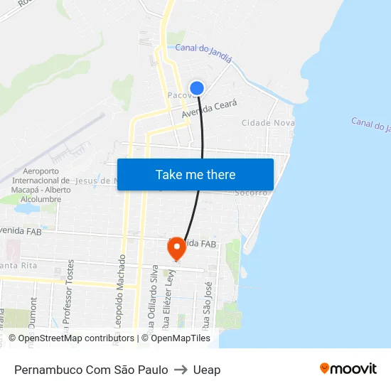 Pernambuco Com São Paulo to Ueap map