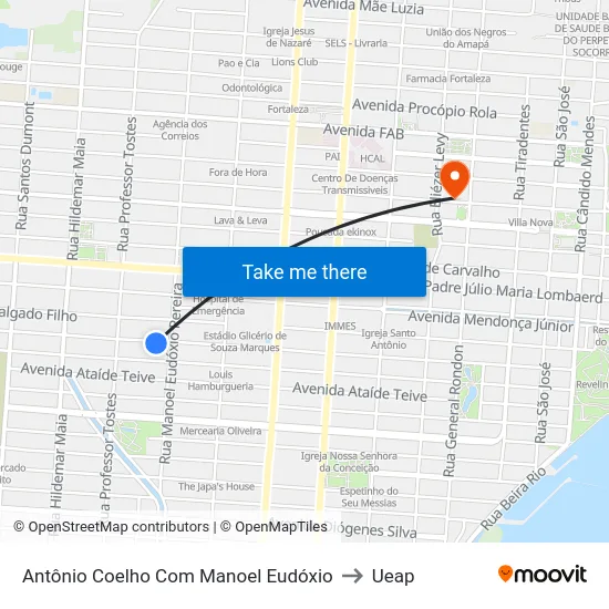 Antônio Coelho Com Manoel Eudóxio to Ueap map