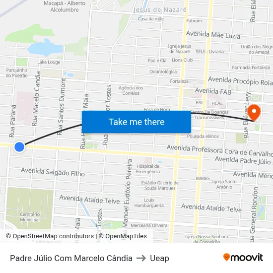 Padre Júlio Com Marcelo Cândia to Ueap map