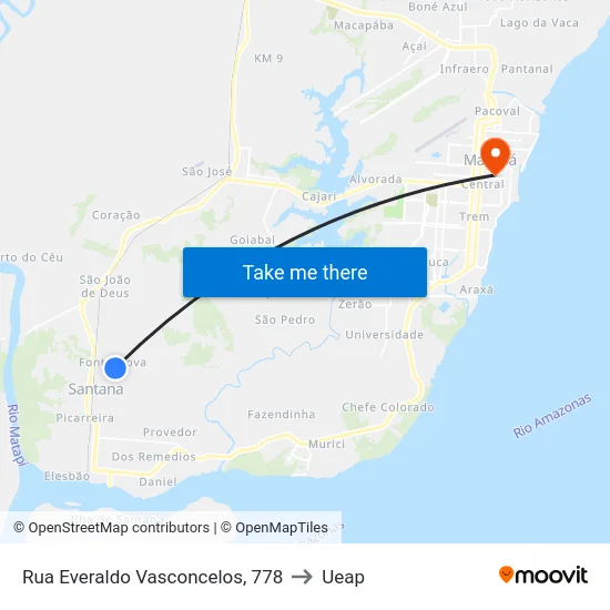 Rua Everaldo Vasconcelos, 778 to Ueap map