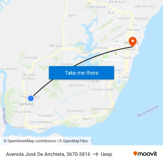 Avenida José De Anchieta, 3670-3816 to Ueap map