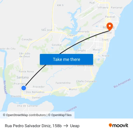 Rua Pedro Salvador Diniz, 158b to Ueap map