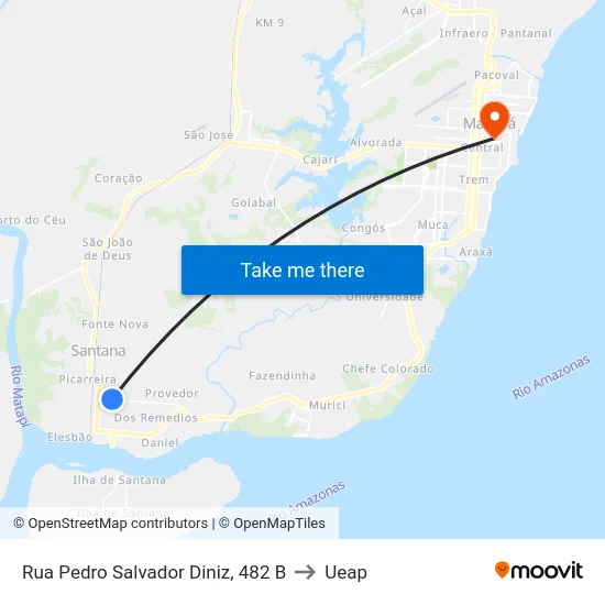 Rua Pedro Salvador Diniz, 482 B to Ueap map