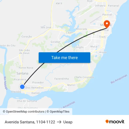 Avenida Santana, 1104-1122 to Ueap map