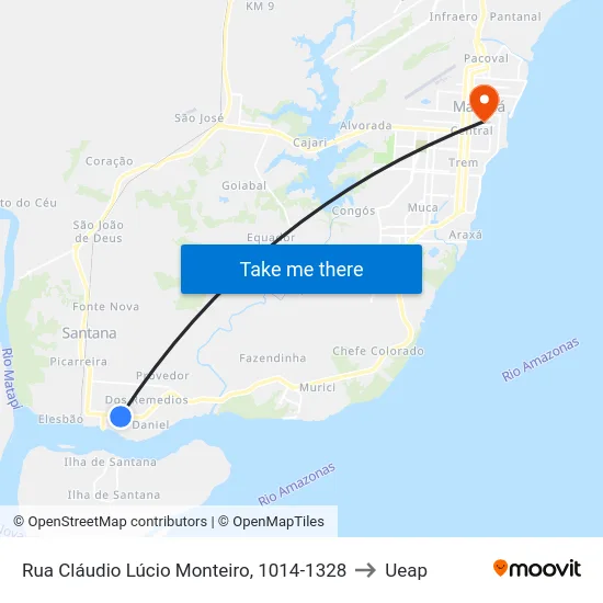 Rua Cláudio Lúcio Monteiro, 1014-1328 to Ueap map