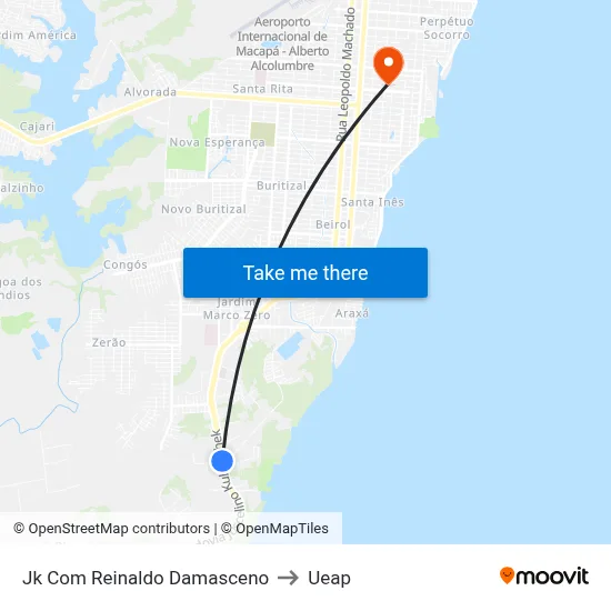 Jk Com Reinaldo Damasceno to Ueap map