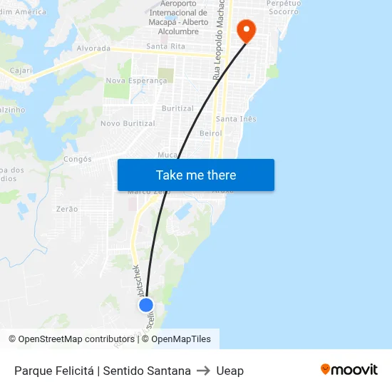 Parque Felicitá | Sentido Santana to Ueap map