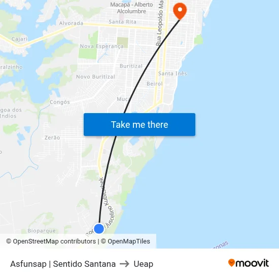 Asfunsap | Sentido Santana to Ueap map