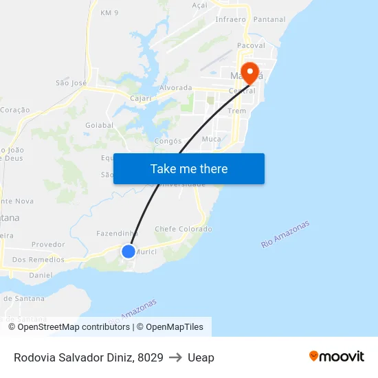 Rodovia Salvador Diniz, 8029 to Ueap map