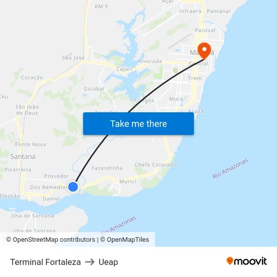 Terminal Fortaleza to Ueap map