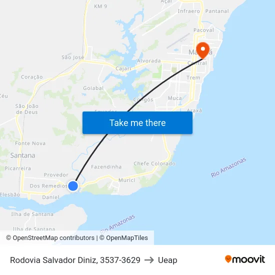 Rodovia Salvador Diniz, 3537-3629 to Ueap map