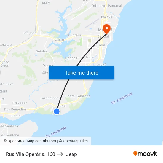 Rua Vila Operária, 160 to Ueap map
