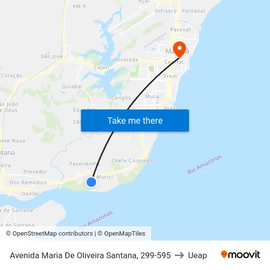 Avenida Maria De Oliveira Santana, 299-595 to Ueap map