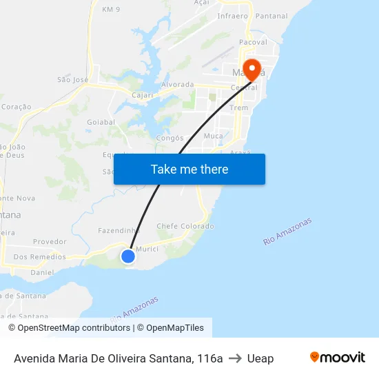 Avenida Maria De Oliveira Santana, 116a to Ueap map