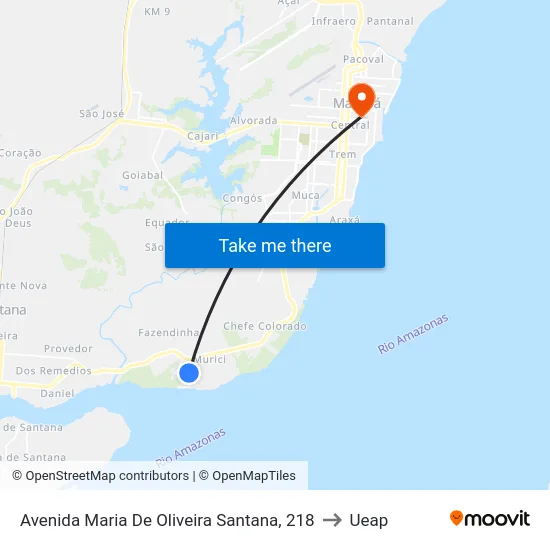 Avenida Maria De Oliveira Santana, 218 to Ueap map