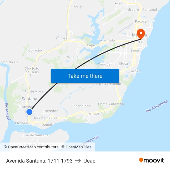 Avenida Santana, 1711-1793 to Ueap map