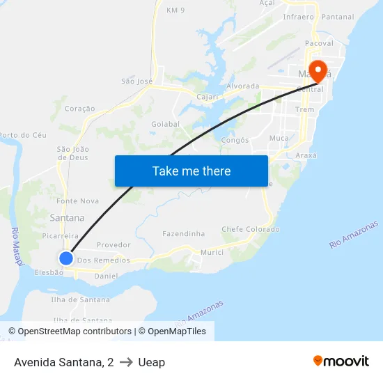 Avenida Santana, 2 to Ueap map