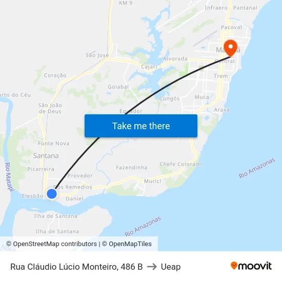 Rua Cláudio Lúcio Monteiro, 486 B to Ueap map