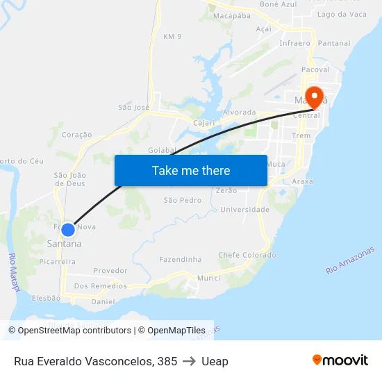 Rua Everaldo Vasconcelos, 385 to Ueap map