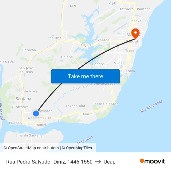 Rua Pedro Salvador Diniz, 1446-1550 to Ueap map