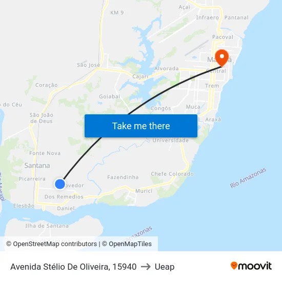 Avenida Stélio De Oliveira, 15940 to Ueap map