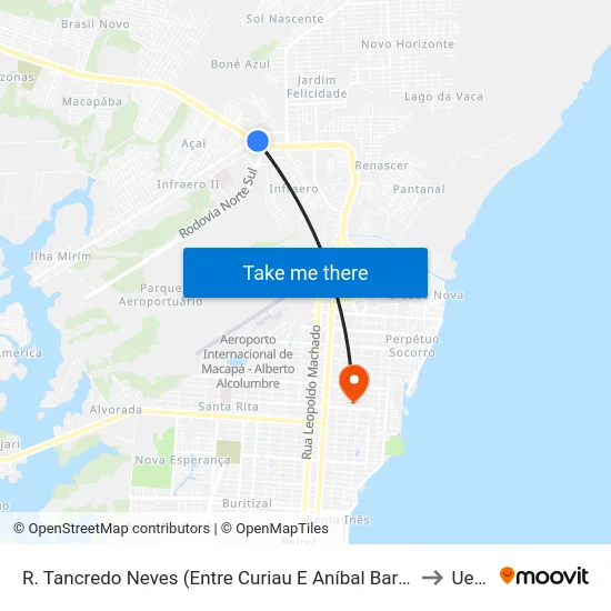 R. Tancredo Neves (Entre Curiau E Aníbal Barcelos) to Ueap map