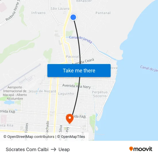 Sócrates Com Calbi to Ueap map