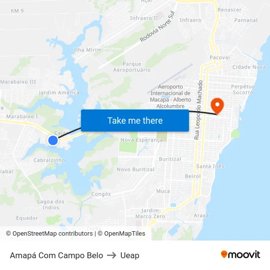 Amapá Com Campo Belo to Ueap map
