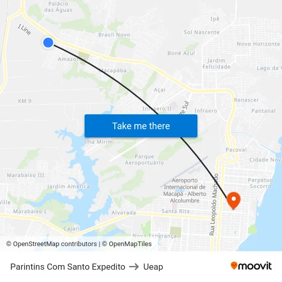 Parintins Com Santo Expedito to Ueap map