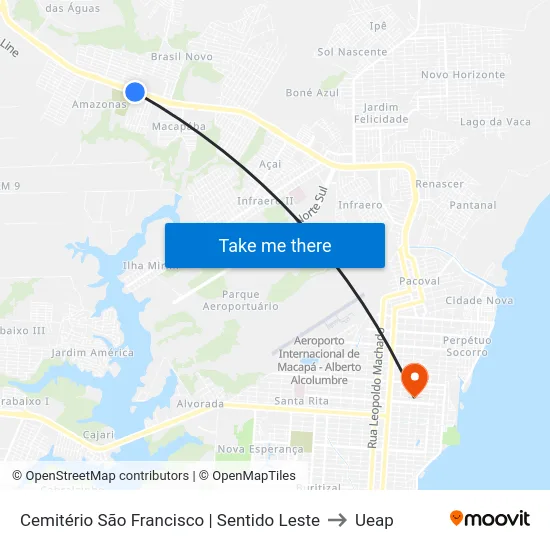 Cemitério São Francisco | Sentido Leste to Ueap map