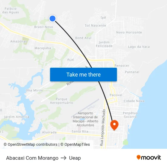 Abacaxi Com Morango to Ueap map