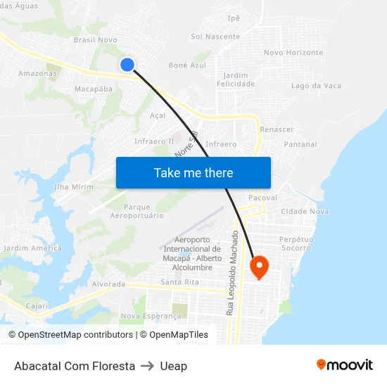 Abacatal Com Floresta to Ueap map