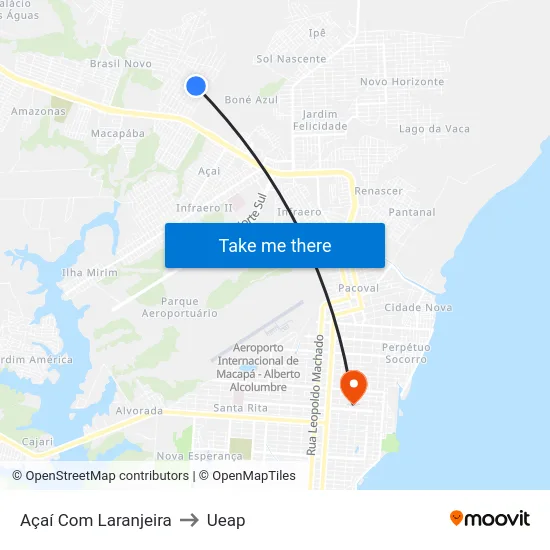 Açaí Com Laranjeira to Ueap map