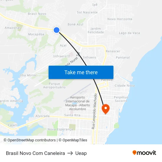 Brasil Novo Com Caneleira to Ueap map