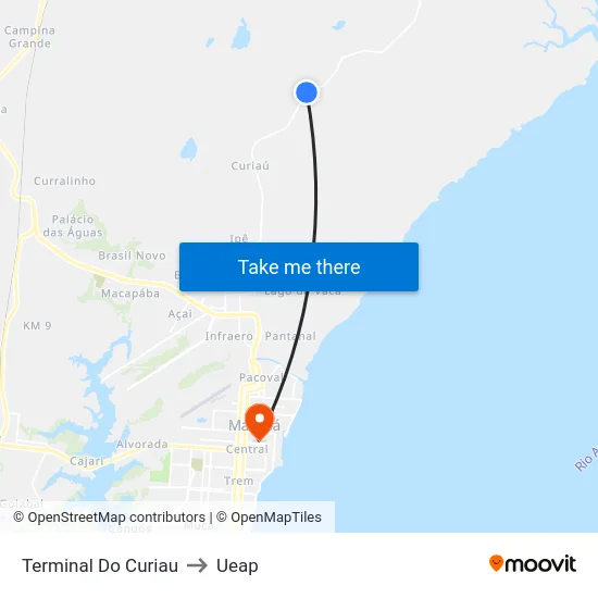 Terminal Do Curiau to Ueap map