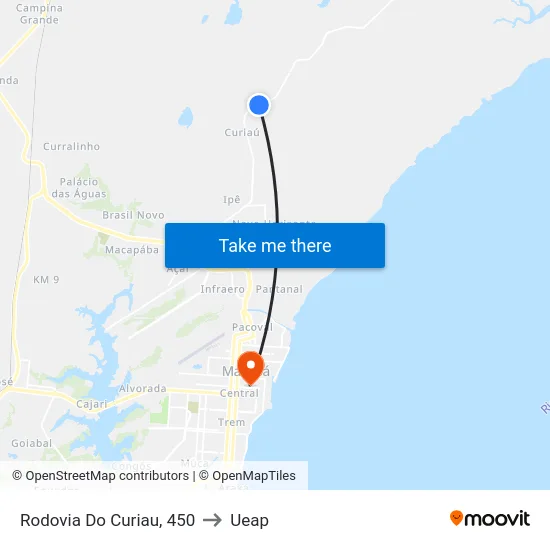 Rodovia Do Curiau, 450 to Ueap map