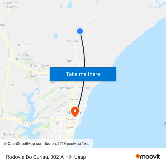 Rodovia Do Curiau, 302-A to Ueap map