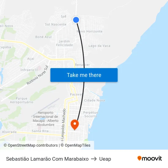 Sebastião Lamarão Com Marabaixo to Ueap map