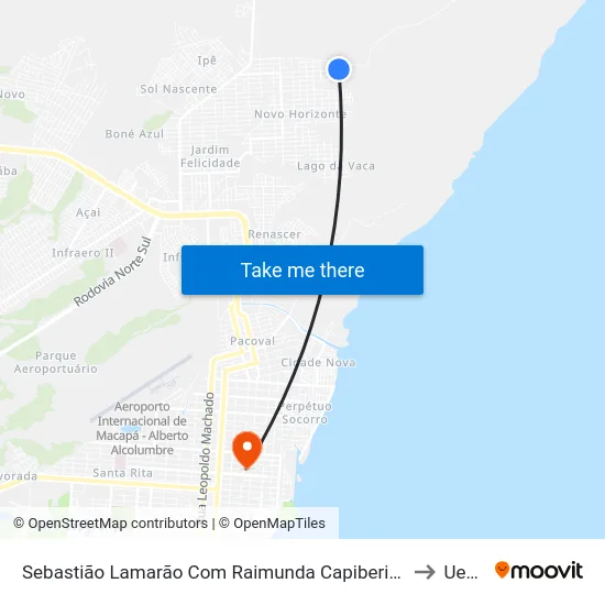 Sebastião Lamarão Com Raimunda Capiberibe to Ueap map