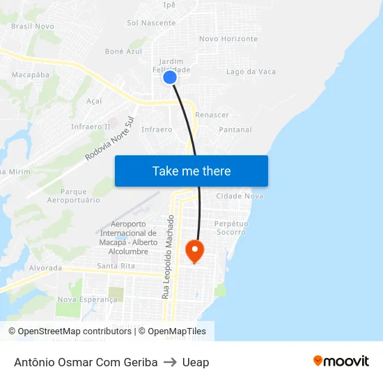 Antônio Osmar Com Geriba to Ueap map