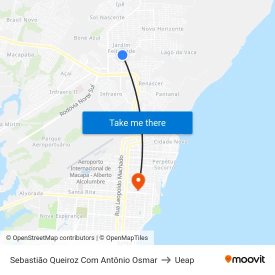 Sebastião Queiroz Com Antônio Osmar to Ueap map